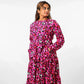 Orla - Cerise Pink Animal Print Tiered Dress