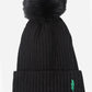 Black Pom Pom Hat - Green Lightning