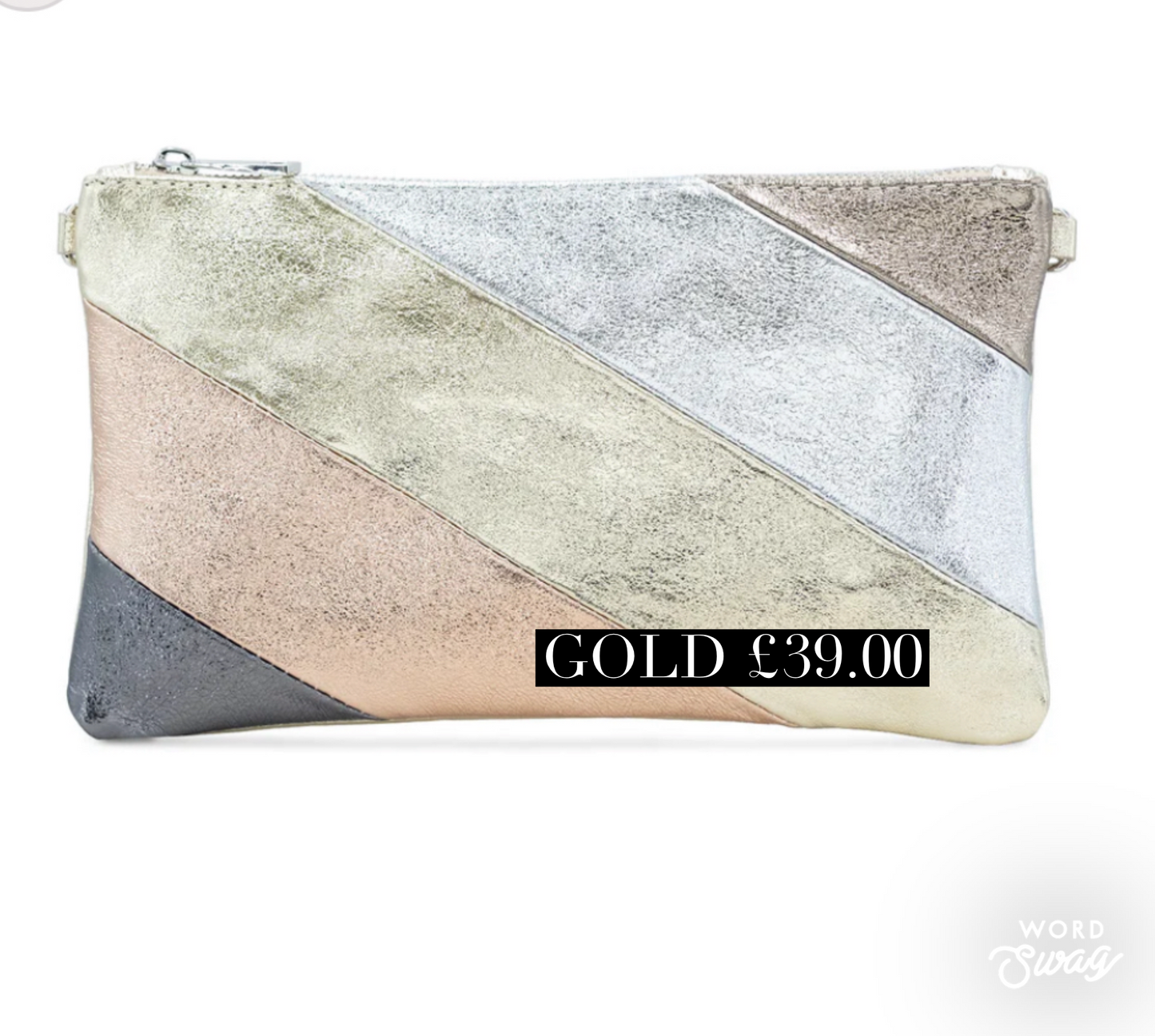 Metallic Leather striped clutch bag